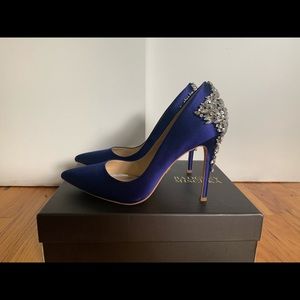 Badgley Mishka Gorgeous Satin Pumps in Royal Blue